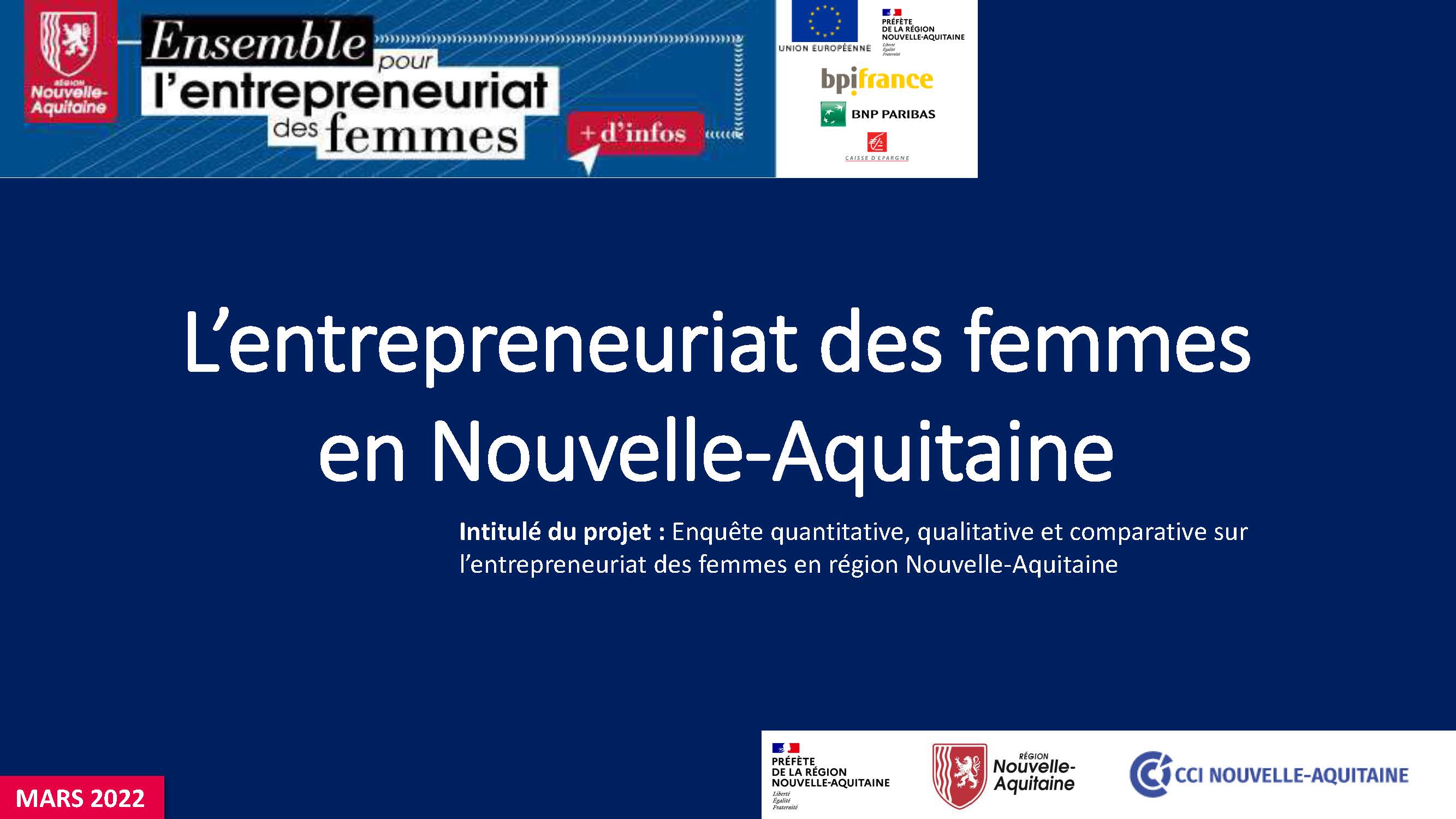 ENTREPRENEURIAT FEMMES - PANORAMA ET ENQUÊTE